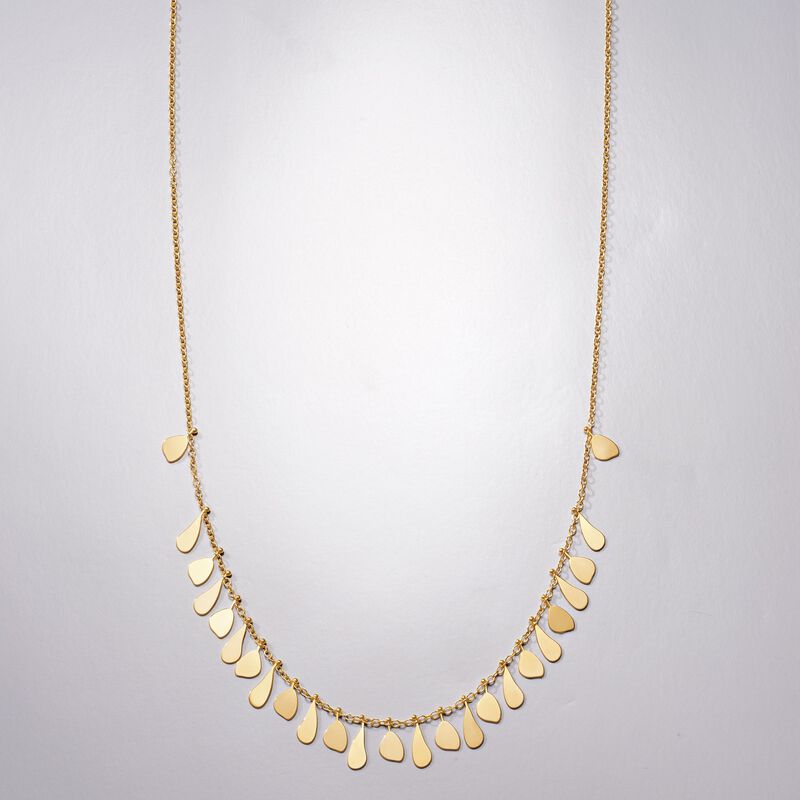 Italian 14kt Yellow Gold Free-Form Drops Necklace. 18&quot; image number 2