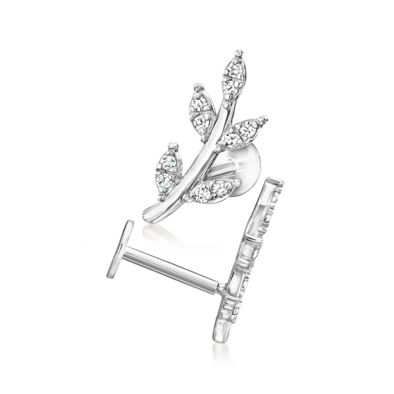 .10 ct. t.w. Diamond Leaf Flat-Back Ear Climbers in Sterling Silver image number 2