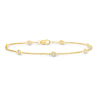 .25 ct. t.w. Bezel-Set Diamond Station Bracelet in 18kt Gold Over Sterling