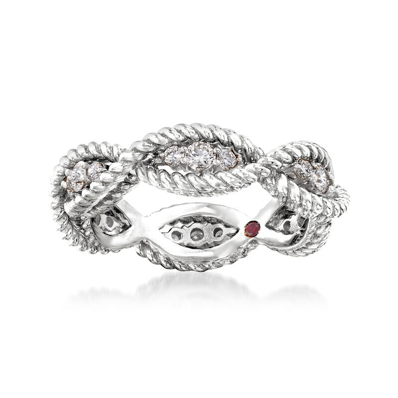 Roberto Coin &quot;Barocco&quot; .46 ct. t.w. Diamond Roped Ring in 18kt White Gold image number 0