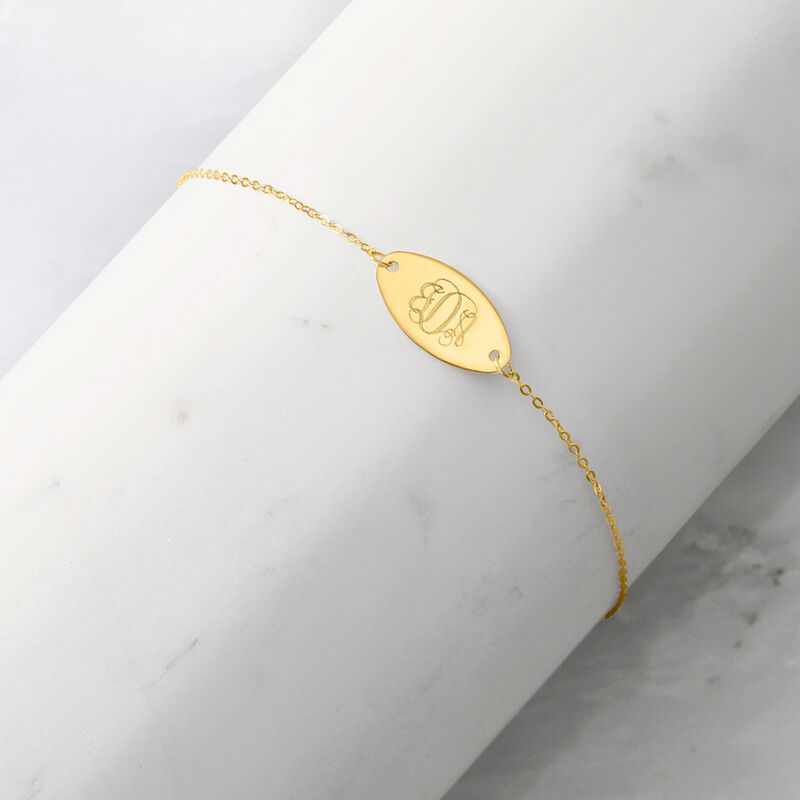 Italian 14kt Yellow Gold Personalized Oval Disc Bracelet image number 1