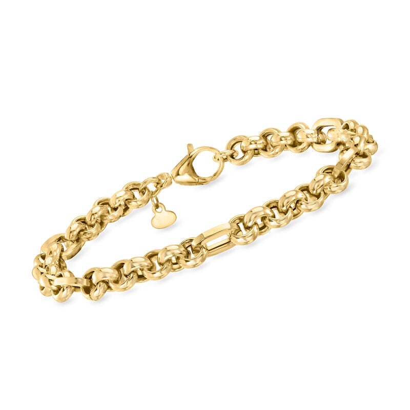 Italian 6mm 10kt Yellow Gold Rolo-Link Bracelet image number 0
