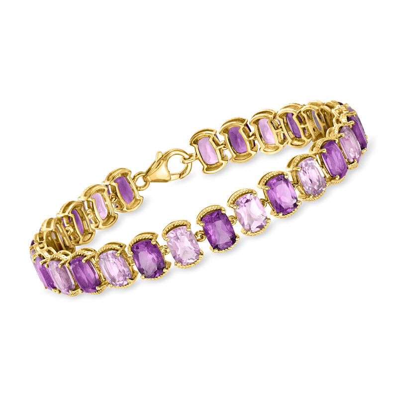 20.00 ct. t.w. Tonal Amethyst Bracelet in 18kt Gold Over Sterling image number 0