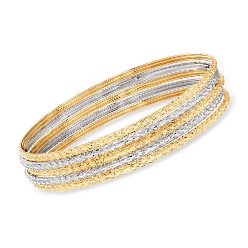 Italian 14kt Two-Tone Gold Jewelry Set: Five Bangle Bracelets image number 0