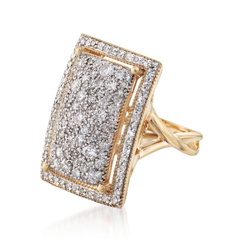 1.50 ct. t.w. Pave Diamond Rectangular Ring in 14kt Yellow Gold image number 3