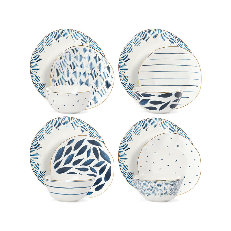 Lenox "Blue Bay" 12-pc. Service for 4 Porcelain Dinnerware Set image number 1