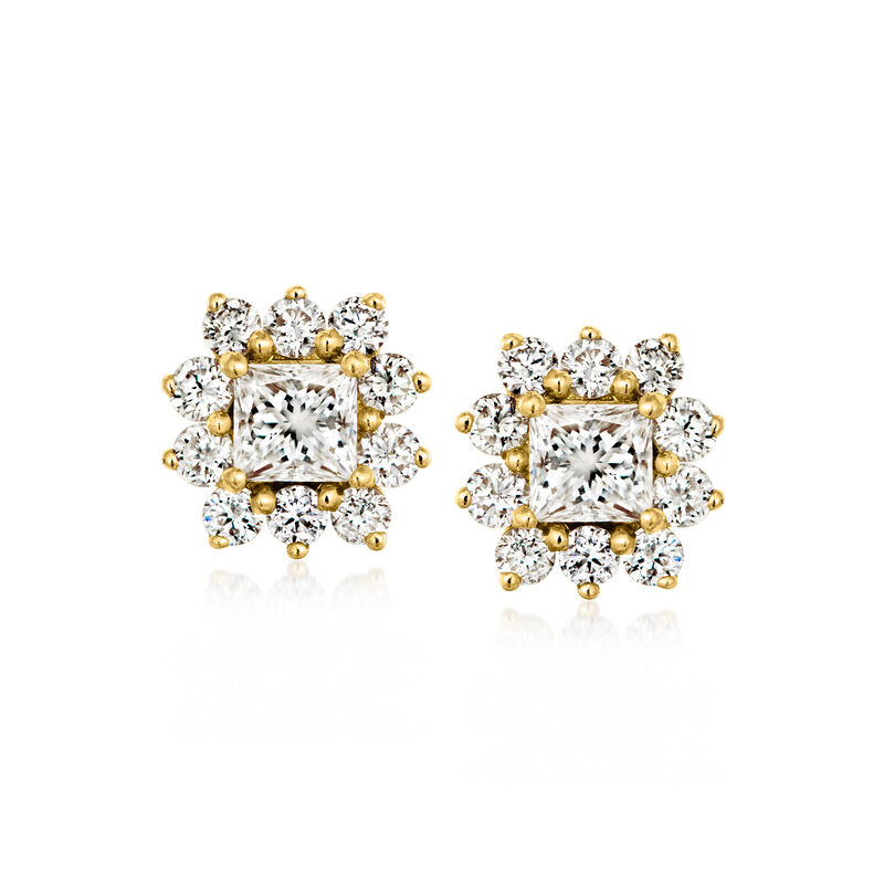 C. 2000 Vintage 1.62 ct. t.w. Diamond Cluster Earrings in 18kt Yellow Gold image number 0