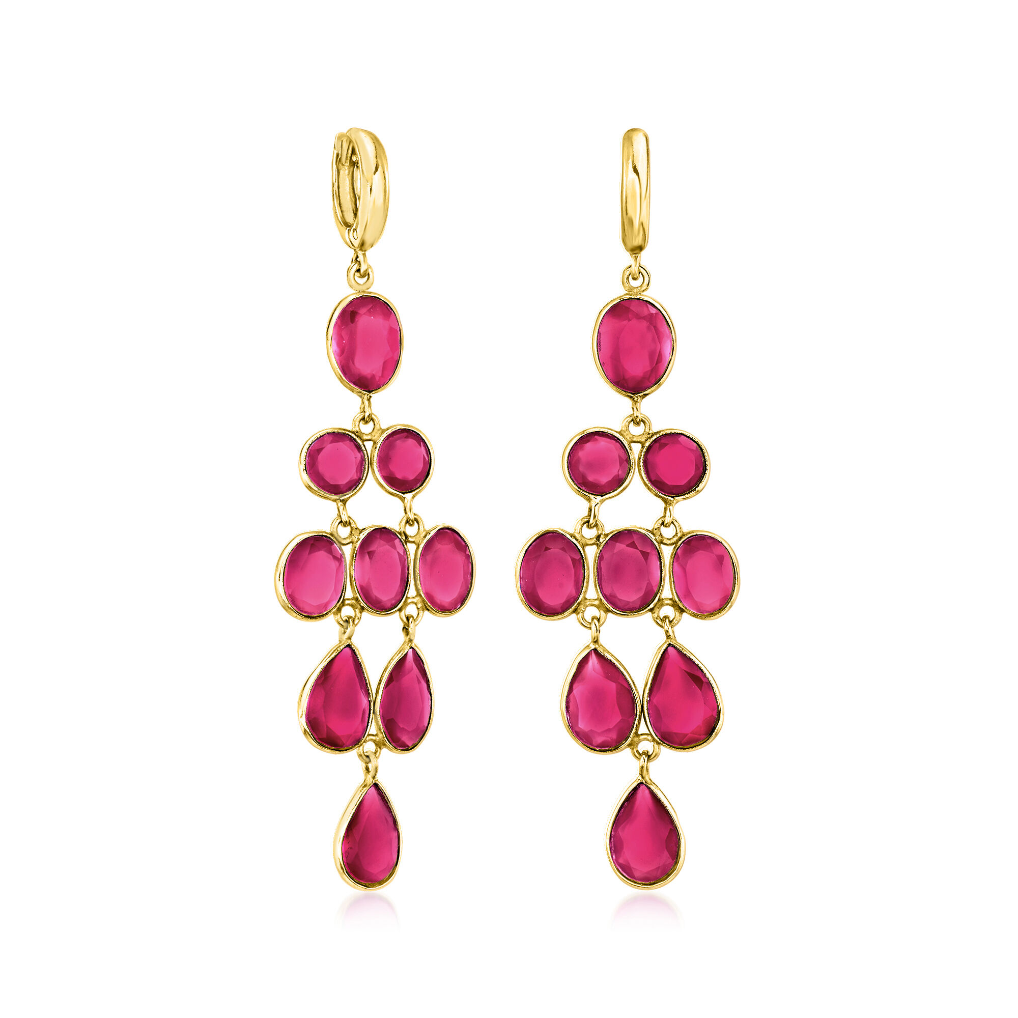 ピアス Coil with Stone Earrings #8102 23.90 ct. t.w. Pink Quartz Chandelier Earrings in 18kt Gold