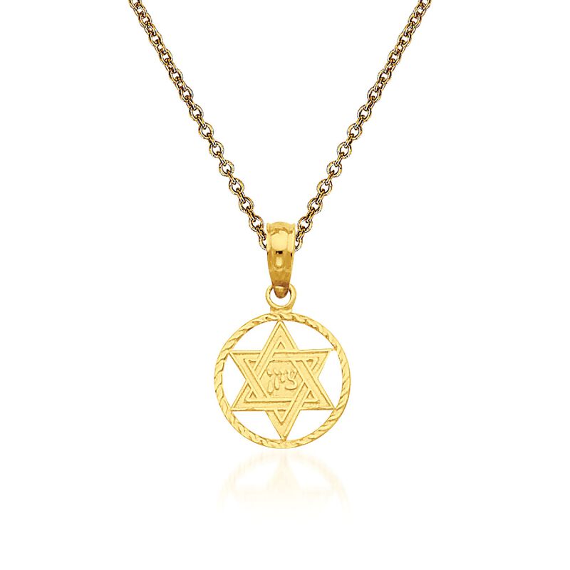 14kt Yellow Gold Star of David Pendant Necklace image number 0