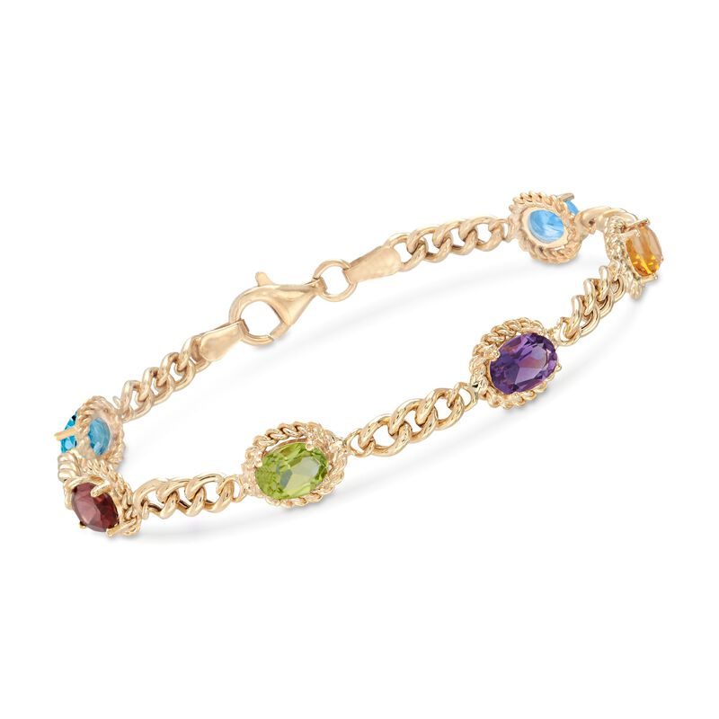 5.00 ct. t.w. Multi-Stone Link Bracelet in 18kt Gold Over Sterling Silver image number 0