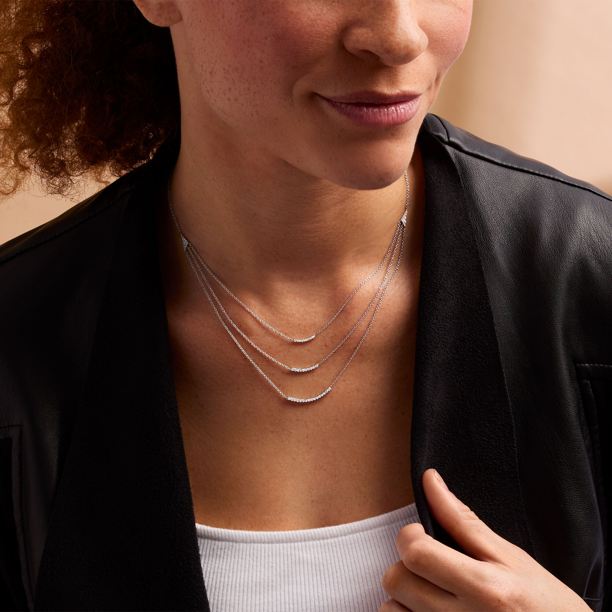 35 ct. t.w. Diamond Layered Necklace in Sterling Silver