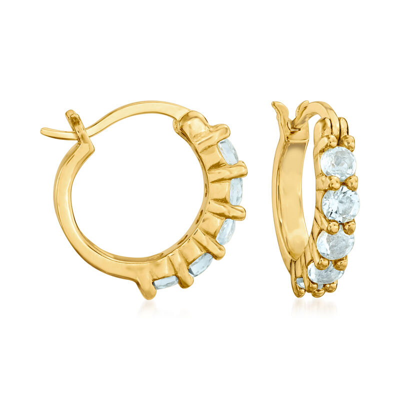 1.60 ct. t.w. Amethyst, Garnet and Blue Topaz Jewelry Set: Three Pairs of Huggie Hoop Earrings in 18kt Gold Over Sterling. 1/2&quot; image number 3