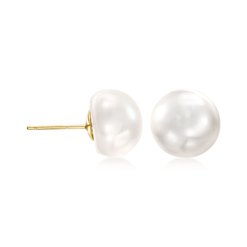 10-11mm Cultured Pearl Stud Earrings in 14kt Yellow Gold image number 0
