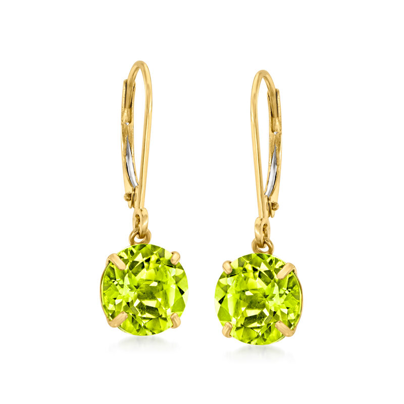 3.90 ct. t.w. Peridot Drop Earrings in 14kt Yellow Gold image number 0