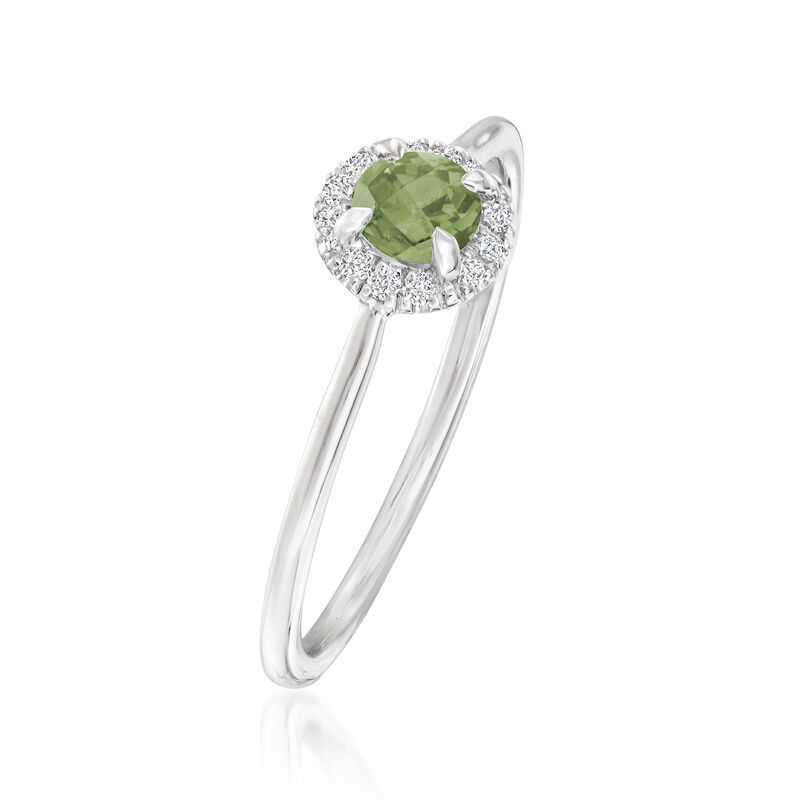 Gabriel Designs .29 Carat Peridot Halo Ring with Diamonds in 14kt White Gold image number 2