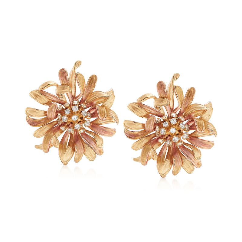 .40 ct. t.w. Diamond Flower Earrings in 14kt Two-Tone Gold image number 0