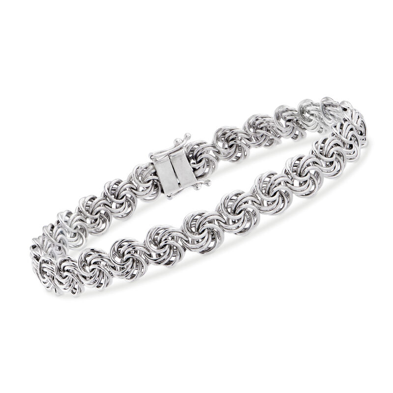 Sterling Silver Rosette-Link Bracelet with Magnetic Clasp image number 0