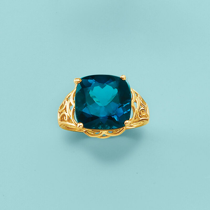 8.00 Carat London Blue Topaz Ring in 14kt Yellow Gold image number 5