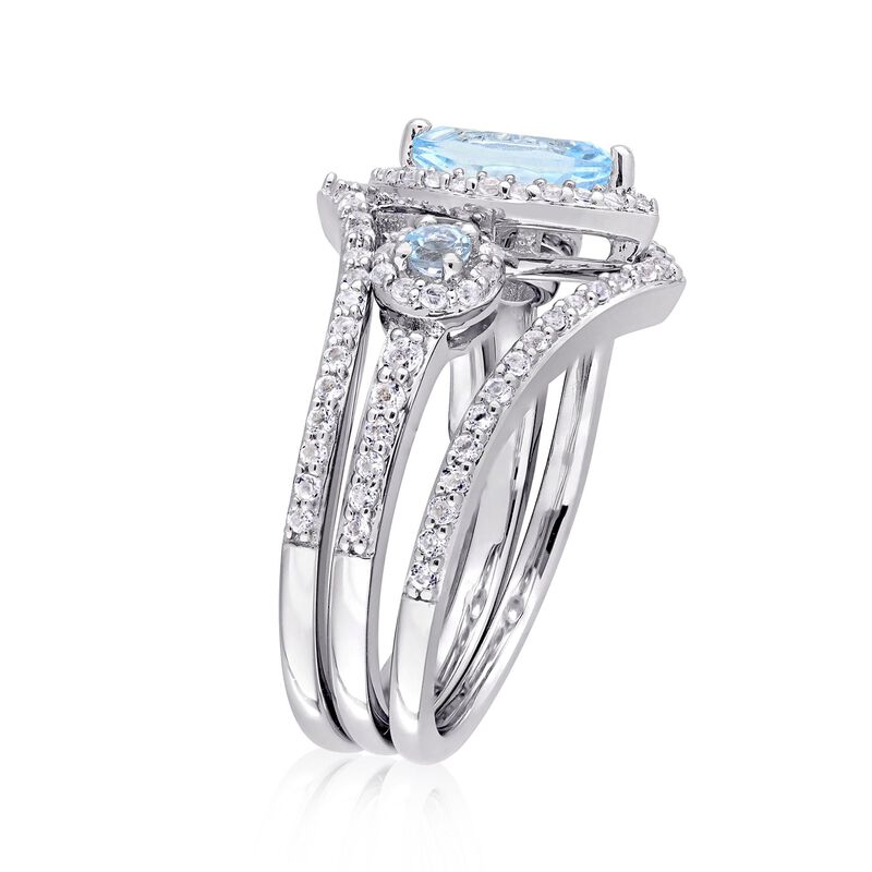 1.28 ct. t.w. Sky Blue and White Topaz Jewelry Set: Three Stackable Rings in Sterling Silver image number 1