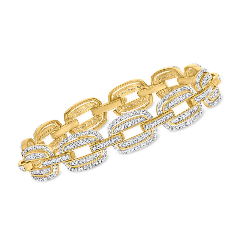 2.00 ct. t.w. Diamond Rectangular-Link Bracelet in 18kt Gold Over Sterling image number 0