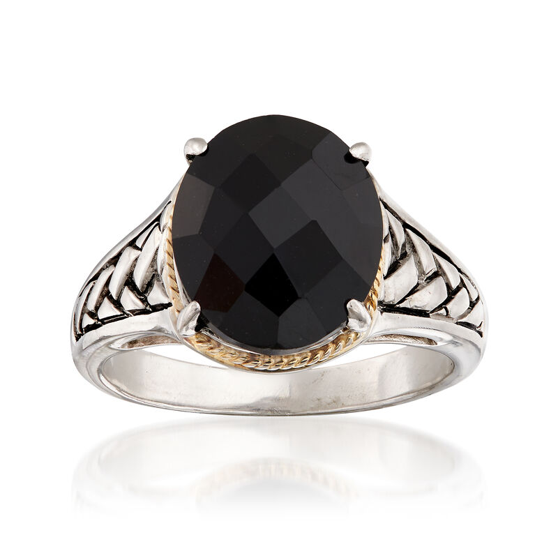Onyx Braided Ring in Sterling Silver and 14kt Yellow Gold image number 0