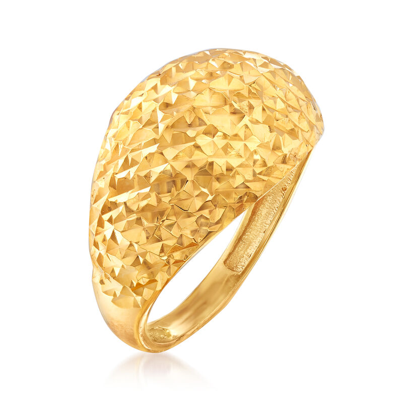 22kt Yellow Gold Diamond-Cut and Polished Dome Ring image number 1