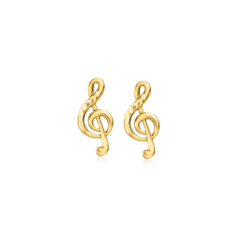14kt Yellow Gold Treble Clef Earrings image number 0