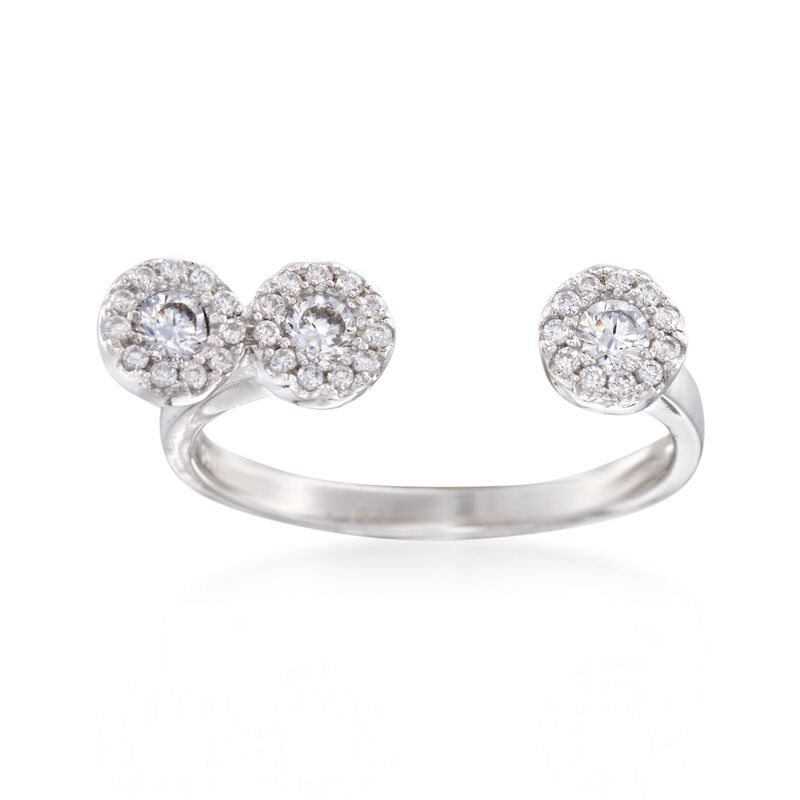 .38 ct. t.w. Pave CZ Circles Cuff Ring in Sterling Silver image number 0