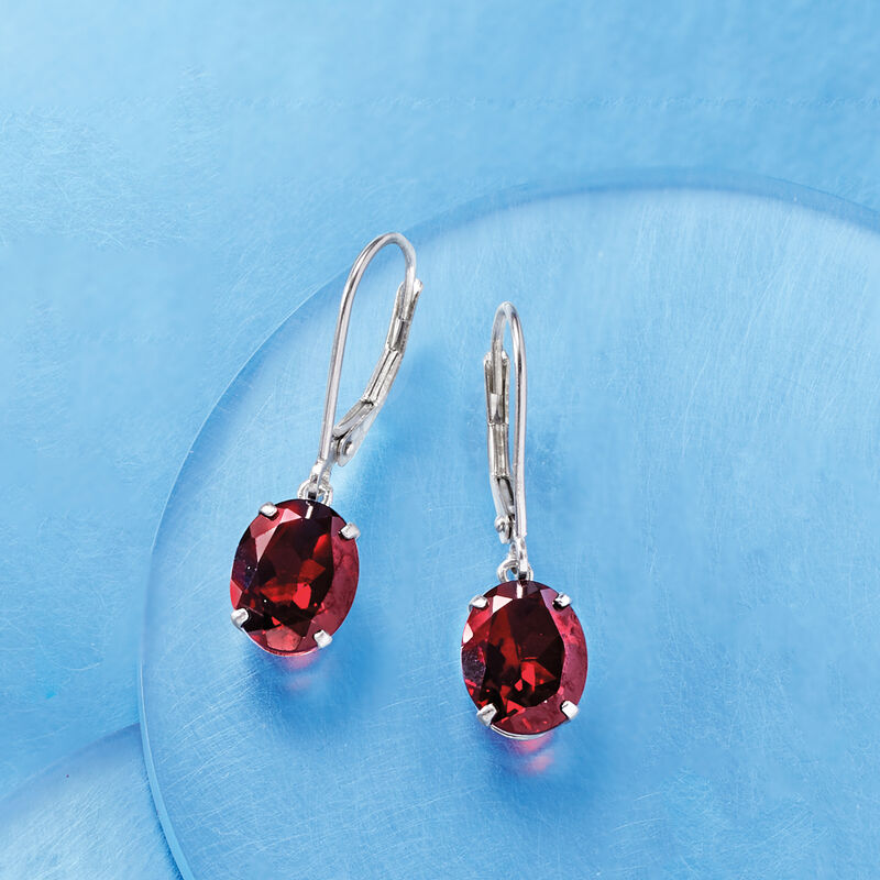 5.50 ct. t.w. Garnet Drop Earrings in Sterling Silver.  image number 2