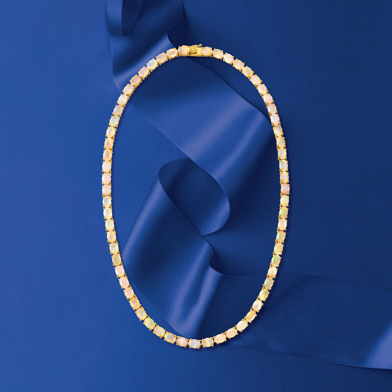 25.00 ct. t.w. Ethiopian Opal Tennis Necklace in 18kt Gold Over Sterling image number 2
