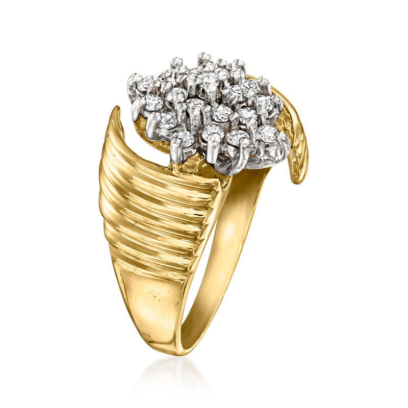 C. 1980 Vintage .65 ct. t.w. Diamond Cluster Ring in 14kt Yellow Gold. Size 6 image number 2