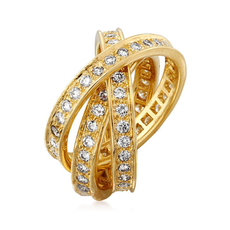 C. 1980 Vintage Cartier 1.55 ct. t.w. Diamond Trinity Ring in 18kt Yellow Gold. Size 4.5 image number 2
