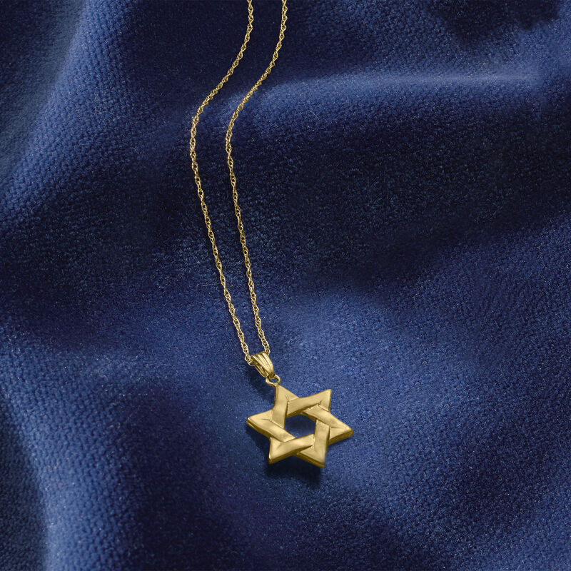 14kt Yellow Gold Star of David Pendant Necklace. 18&quot; image number 2