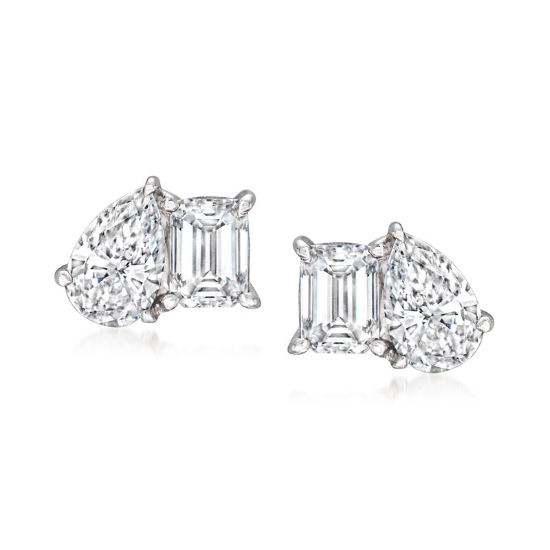 1.00 ct. t.w. Lab-Grown Diamond Toi et Moi Earrings in Sterling Silver  image number 0