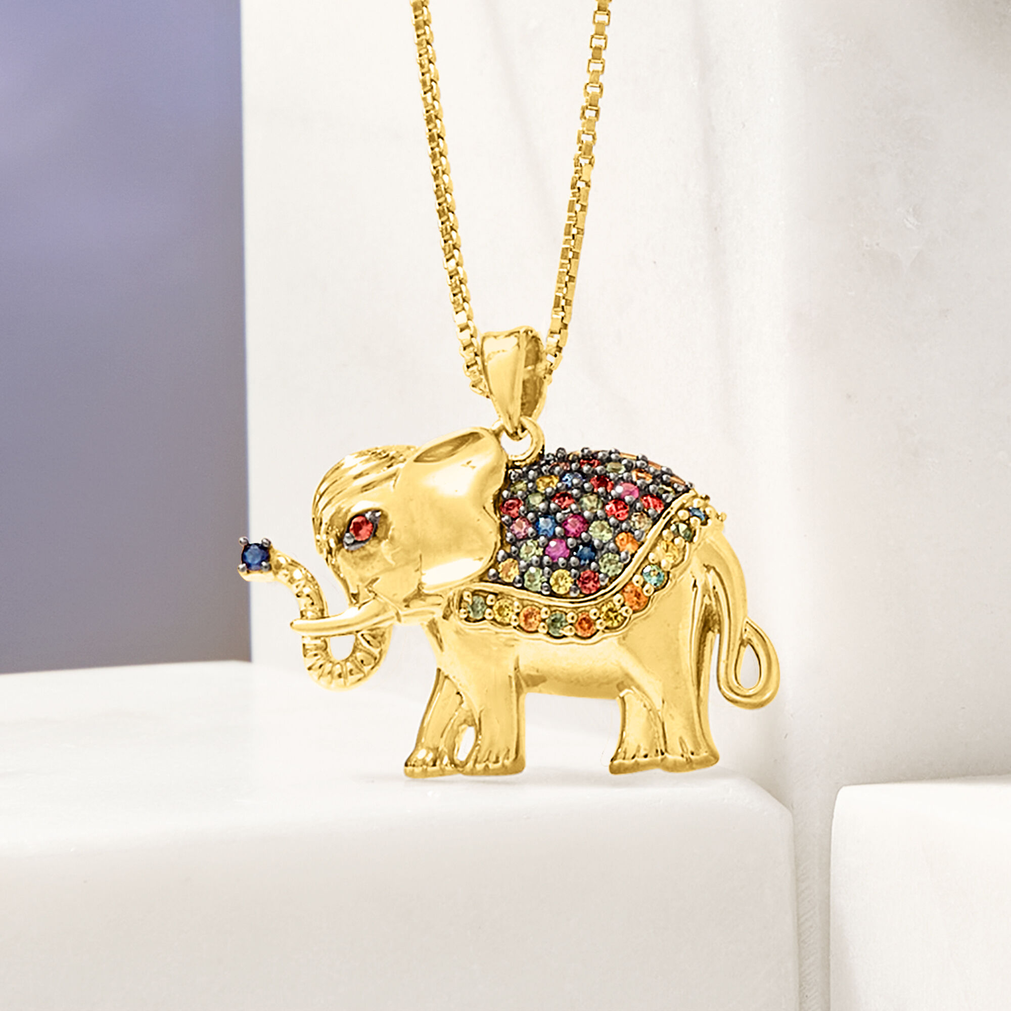Sapphire elephant necklace hotsell