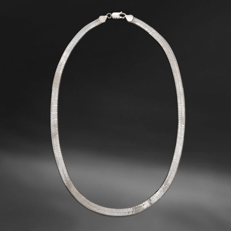 6mm Italian Sterling Silver Herringbone Necklace image number 2