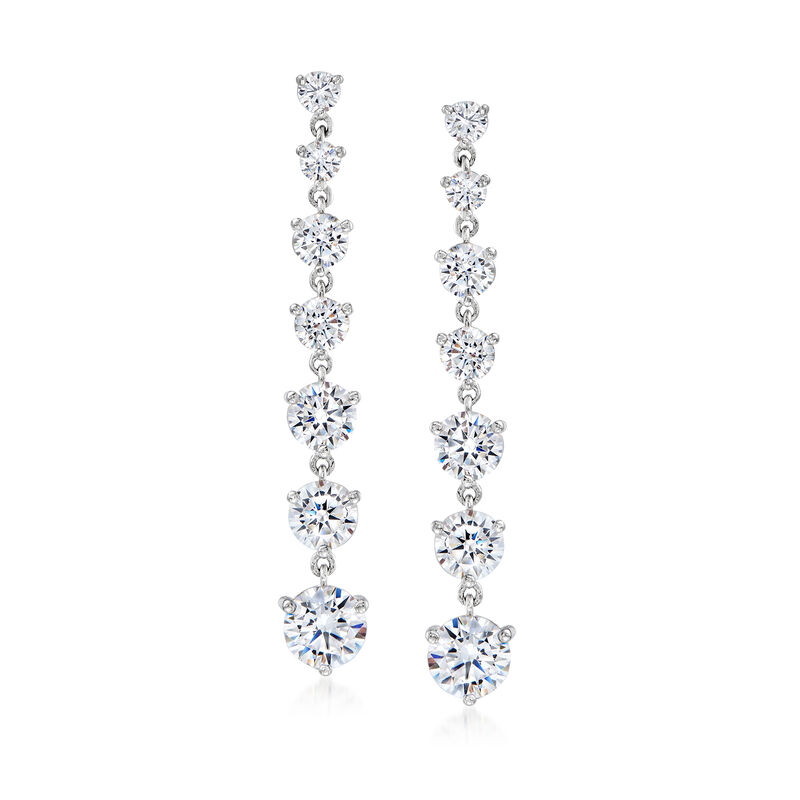 6.25 ct. t.w. CZ Graduated Drop Earrings in Sterling Silver image number 0