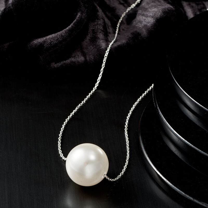 16mm Shell Pearl Necklace in Sterling Silver image number 2