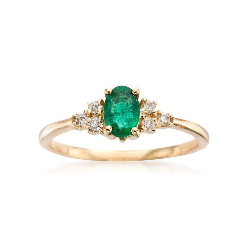 .40 Carat Emerald and .10 ct. t.w. Diamond Ring in 14kt Yellow Gold image number 0