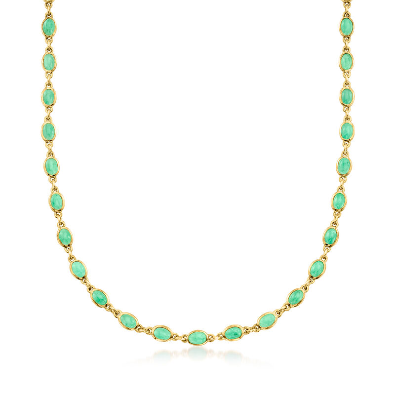 20.00 ct. t.w. Emerald Station Necklace in 18kt Gold Over Sterling. 18&quot; image number 1