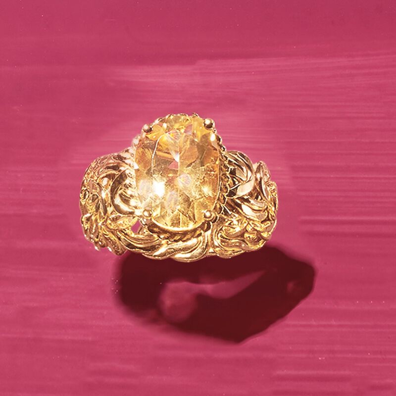 5.00 Carat Citrine Byzantine Ring in 14kt Yellow Gold image number 3