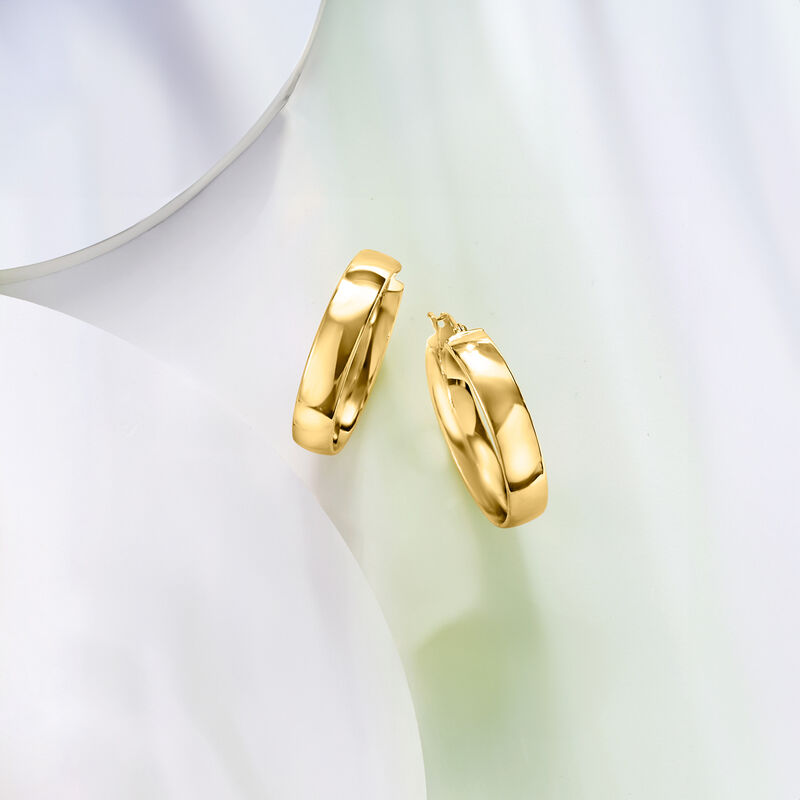 Italian 10kt Yellow Gold Hoop Earrings. 1 1/8&quot; image number 2