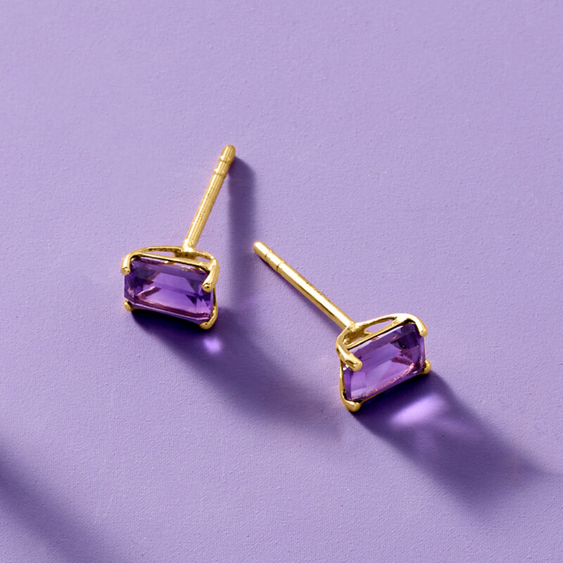 .90 ct. t.w. Amethyst Stud Earrings in 14kt Yellow Gold  image number 2