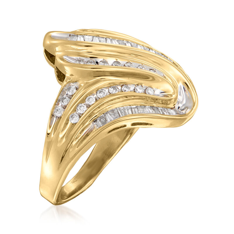 C. 1980 Vintage 1.00 ct. t.w. Diamond Swirl Ring in 14kt Yellow Gold image number 2