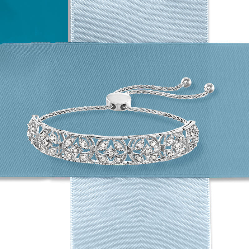 .50 ct. t.w. Diamond Openwork Bolo Bracelet in Sterling Silver image number 3