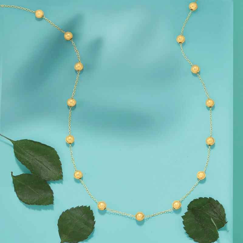 14kt Yellow Gold Bead Station Necklace image number 3