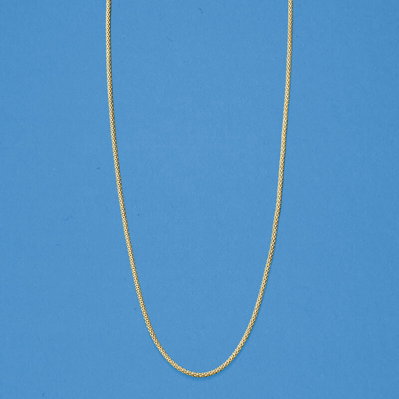 1mm 14kt Yellow Gold Adjustable Popcorn-Chain Necklace image number 4