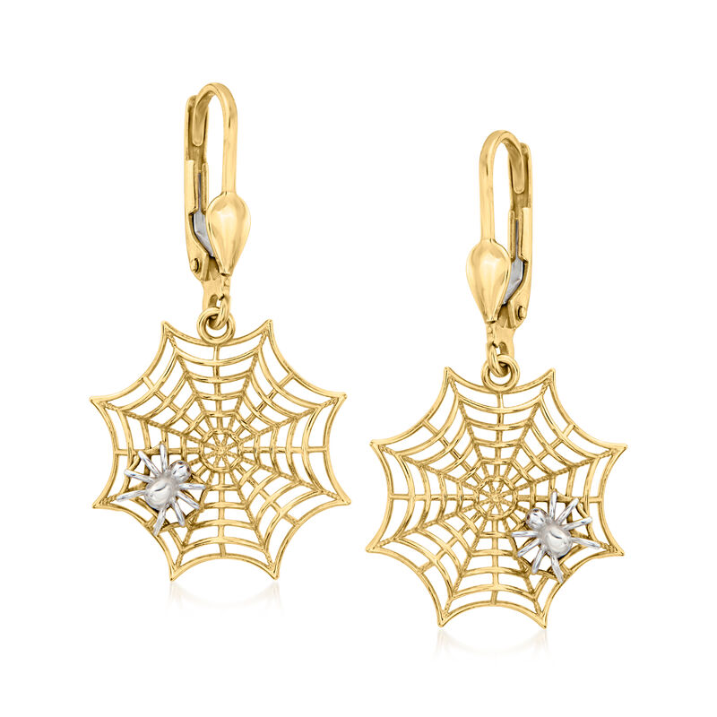 14kt Two-Tone Gold Spiderweb Drop Earrings image number 0