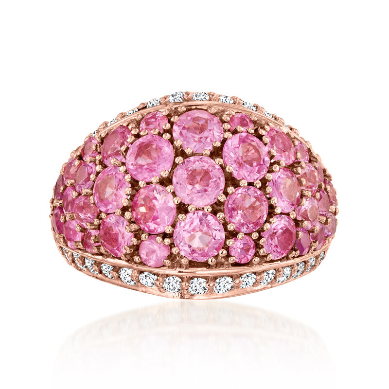 6.25 ct. t.w. Pink Sapphire Dome Ring with .60 ct. t.w. Diamonds in 14kt Rose Gold image number 0