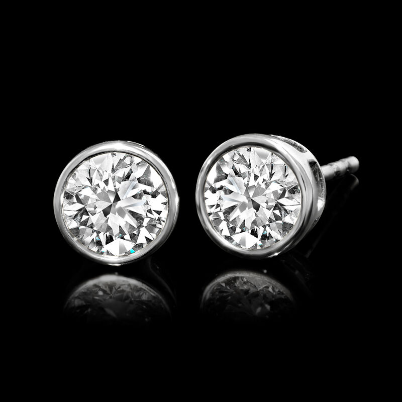 1.00 ct. t.w. Bezel-Set Lab-Grown Diamond Stud Earrings in 14kt White Gold image number 2